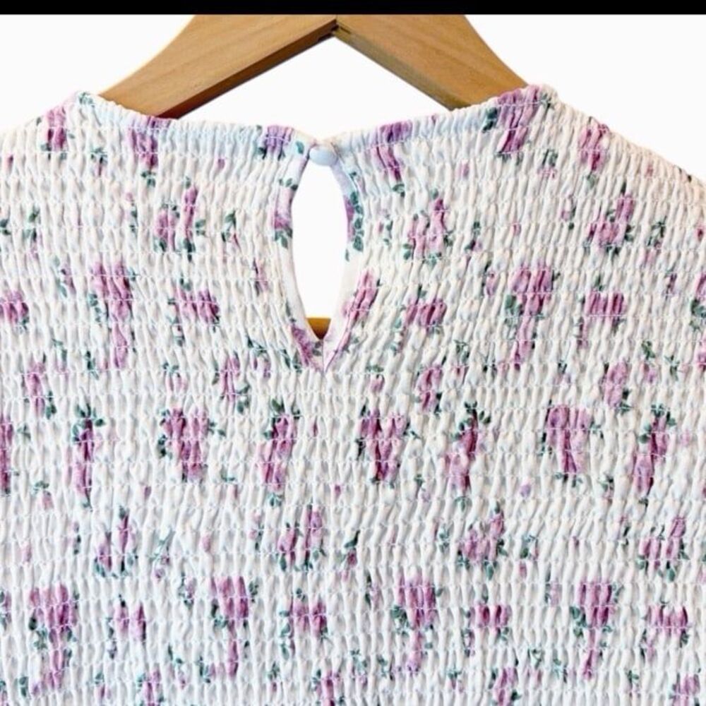 Bailey Rose Floral Mini Dress L Bubble Hem Smocked Cottagecore NWT - Picture 6 of 12